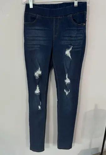 JVINI Fashion Distressed Jeggings Jean Leggings w/ Pockets Women's Size Small