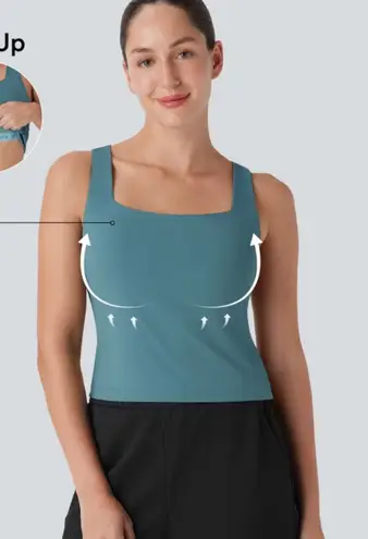 Halara NWT softlyzero square neck lift up cool touch yoga tank size S. UPF50