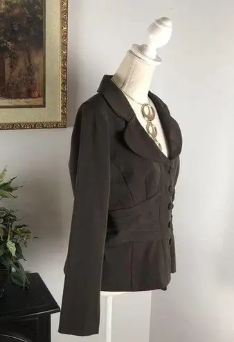 K.C. Spencer Women's Brown Long Sleeve Button Front Single Breasted Blazer 10