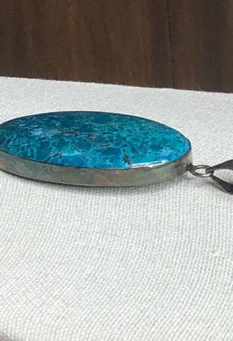 VINTAGE Turquoise and Pendant on New Sterling Silver Snake Chain