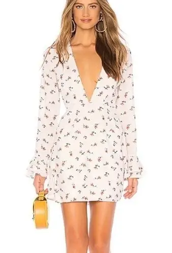 About Us by REVOLVE plunge Neckline mini Holly Dress in Nude Floral size XXS