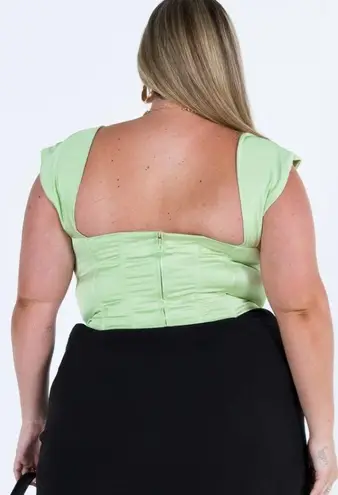 Princess Polly Curve Cornell Green Satin Corset Top Plus Size 18