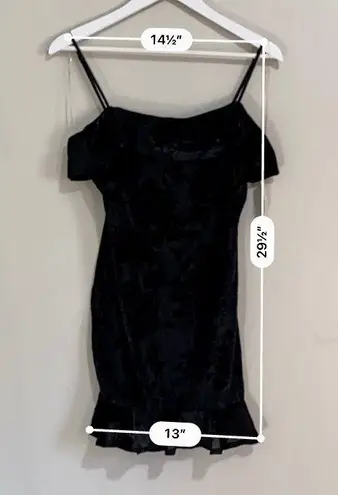 Row A Women’s Velvet Ruffle Floral Dress Slip Dress Club Black Size Medium NWT