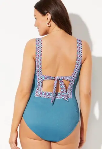 Swimsuit For All Square Neck Ribbed One Piece