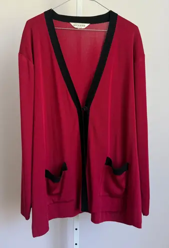 Misook Cardigan Sweater size XL Knit Pockets Long Sleeve Career Casual Red