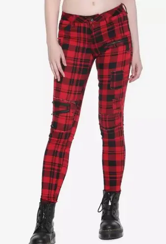 Blackheart Hot Topic Red & Black Plaid Super Skinny Pants