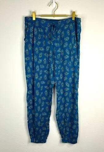 Lascana Venus Floral Jogger Pants Women’s M Blue Boho Stretch Lounge Lightweight Size M