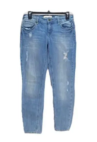 Eunina Sz 27 Blue Denim Jeans Skinny Mid Rise Destructed Adorable
