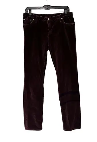 Sundance Burgundy Red Wine Velvet Mid Rise Slim Straight Leg Jeans, Sz 10