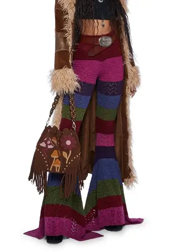 Current Mood Pink & Purple Striped Flare Pants