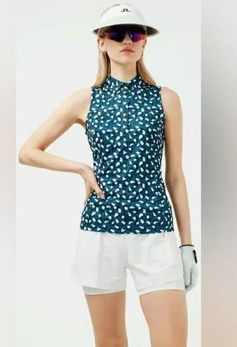 J.LINDEBERG Dena Print Sleeveless Golf Top Moroccan Blue Animal Women’s Small Green