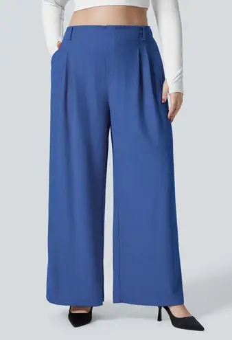 Halara Women's Flex High Waisted Side Pocket Wide Leg Waffle Blue Work Pants XL