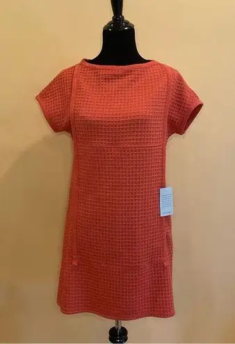 Max Studio  Baked Apple Red Solid Textured Pocket Short Sleeve Dress Size XS