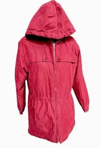 Larry Levine Sport Winter Hooded Jacket Red Size Small
