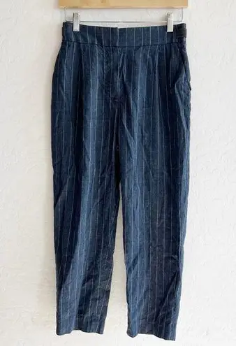 Brunello Cucinelli mid grey pinstripe linen/wool pants