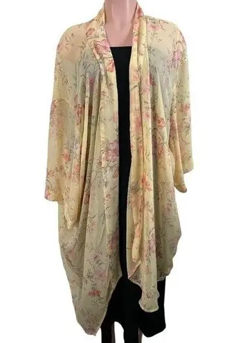 American Eagle NWT  AEO Floral Kimono Duster One Size Yellow