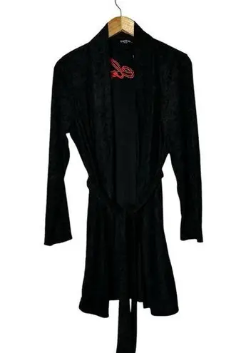 Bebe Vintage Womens  Robe Embroidered Logo 90s Y2K Black 
One Size