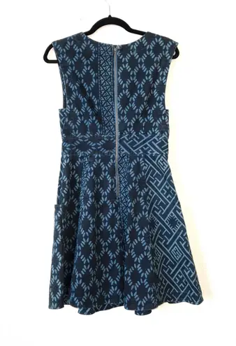 Tracy Reese Plenty by  Blue Patterned Denim Fit & Flare Dress Size 4