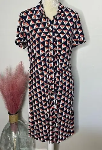 MSK • geometric abstract print shirt dress Blue Size L