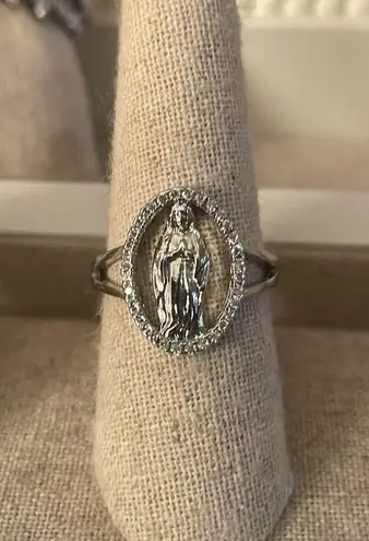 Silver Madonna Mother Mary Ring