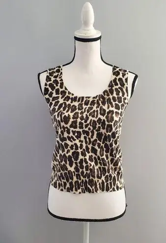 Chaus Sleeveless Silk Blend Cheetah Pullover Lightweight Sweater Size PM Size M