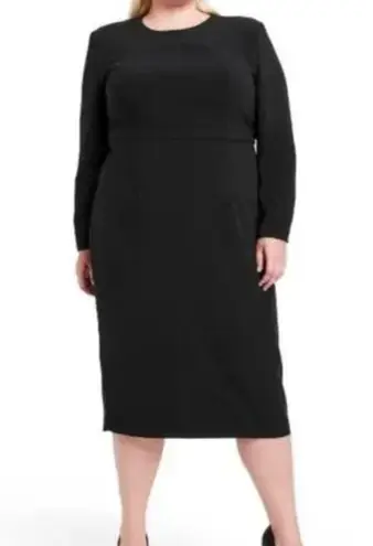Sergio Hudson X Target LBD Black Long Sleeve Strong Shoulder Midi Dress 1X NWOT