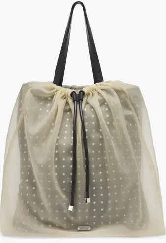 Alexander McQueen Women Nebula Crystal Mesh Sheer Tulle Tote, Black, NWT