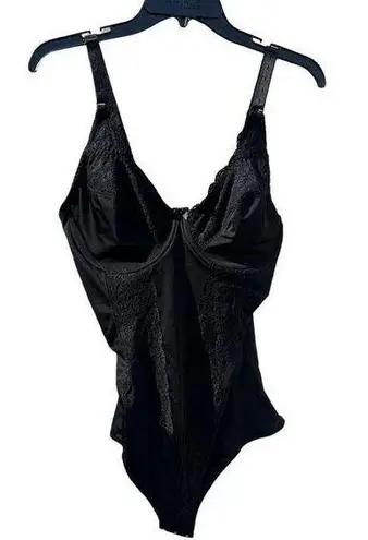 3X Black lace silk full butt nylon bodysuit