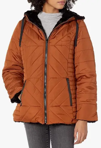 INTL REVERSIBLE Jacket With Hood and Front Zip Brown Size undefined