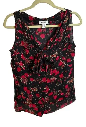 Moschino SILK FLORAL TIE NECK BLOUSE