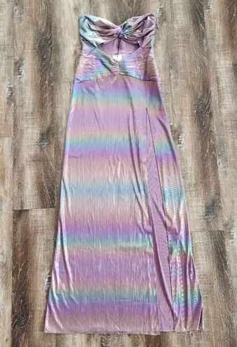 Retrofete Soleil Dress in Lilac Aurora Size XS Strapless NWT Cutout Maxi Rainbow Purple
