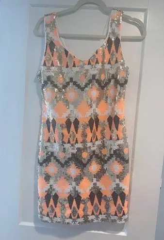 Crystal Doll Orange/gold/black/white sequin dress!!! 🧡🖤