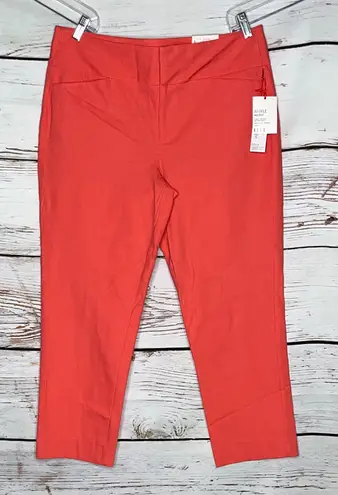 Elle NWT Size 14 Coral Pink Mid Rise Skinny Leg Pull On Ankle Pants