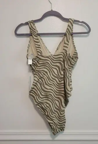 ANDIE NWT womens sz small olive stripe capri one piece swimsuit zebra animal