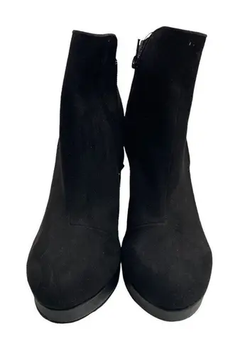 H&M  Women's Faux‎ Suede Leather Ankle Wedge Heel Zip Boots Black Size 8 - Image 1
