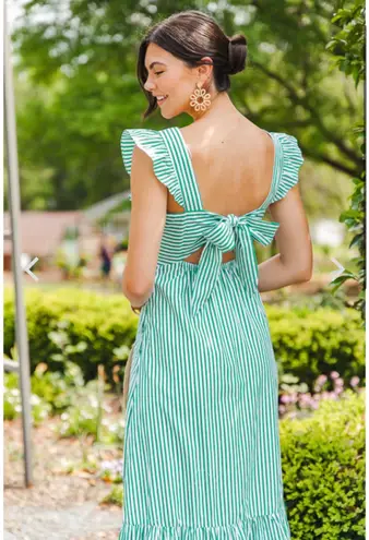 Skies Are Blue green striped maxi dress