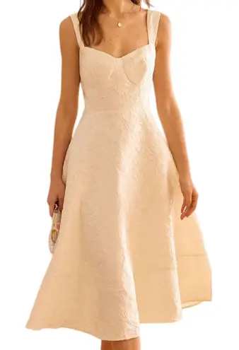 RIHOAS NWT The White Sweetheart Neck Jacquard Midi Dress Large Bridal Party