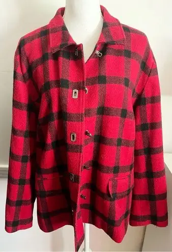 Talbots  • Vintage Wool Red Black Plaid Coat