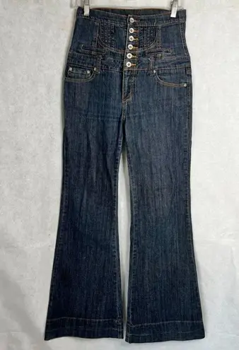 Mudd  Super Ribcage High Button Fly Wide Flare Leg Denim Jeans‎ JRS Size 5