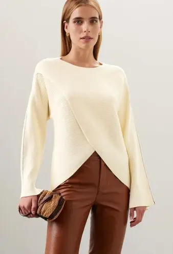 Love, Whit by Whitney Port Sweater Womens X Small Cream Crisscross Ribbed Knit Size XS
