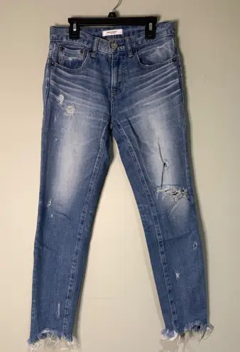 Moussy Vintage Distressed Frayed Hem Skinny Jeans Size 25 Blue