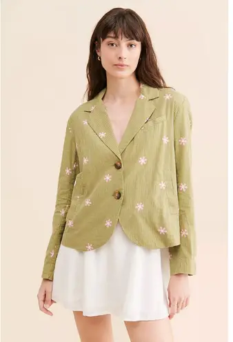 Milly NWT $198 Free People Cali Printed Blazer Jacket XS Green Daisy Flower Pink