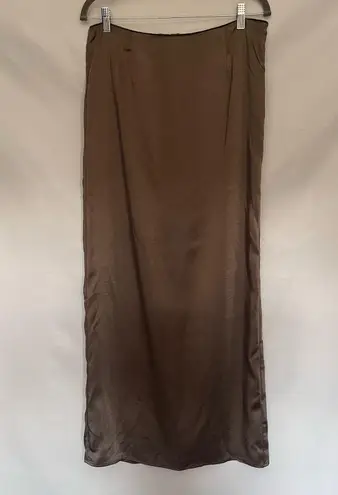 Motel Satin Maxi Slip Skirt Sz M Olive Y2K Whimsigoth Indie Sleaze Satin Grunge