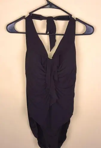 MiracleSuit Women’s Ruffle Front Full Coverage Brown Halter One Piece Swim Suit