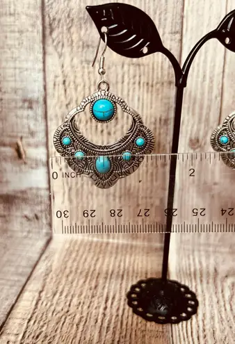 New Fashion Jewelry Southwest Faux Turquoise Statement Necklace, Earrings & Bracelet Set Blue