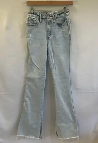 And Now This Womens Jeans Size 27 Light Wash Slide Ankle Slit Flare Raw Hem Blue