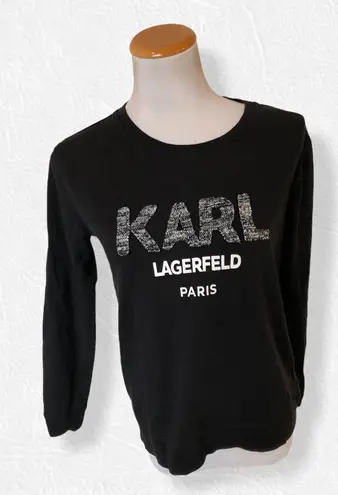 Karl Lagerfeld Paris Logo Black Sweatshirt Tweed