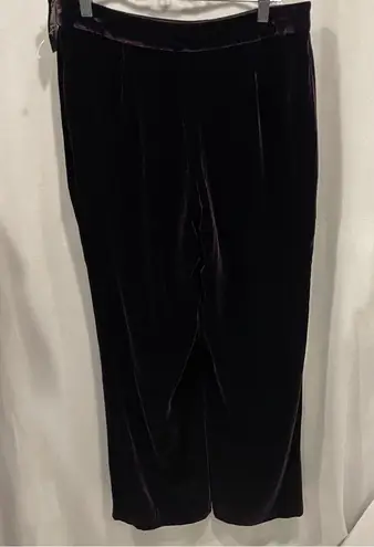 Rafaella Deep purple rain velvet whimsigoth holiday swanky silk wide leg pants NWT