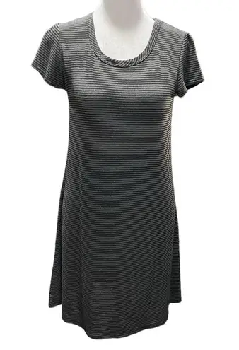 Olivia Rae Gray & Black Striped Short Sleeve Pullover Mini Dress Size Small