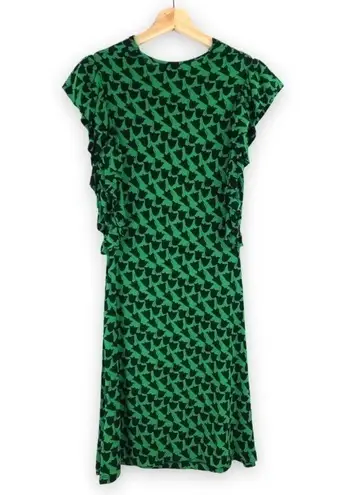 Plenty By Tracy Reese - Green and Black Floral Ruffle Dress - P/S